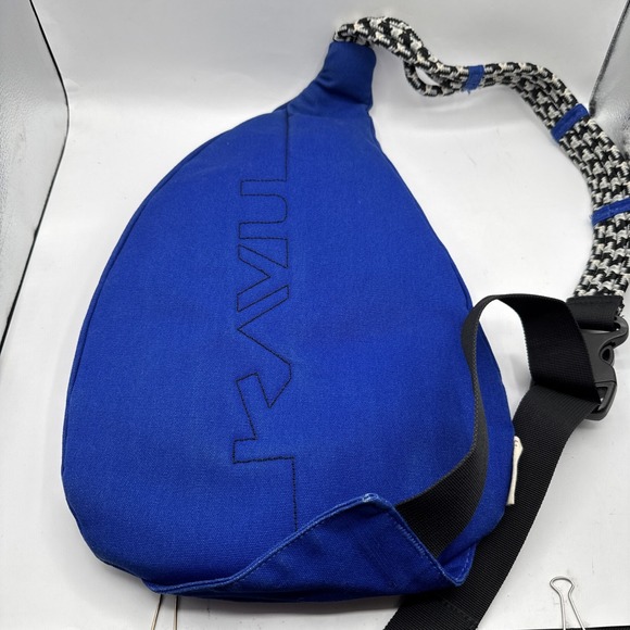 KAVU Rope Bag Sling Neon Blue Green Canvas Backpack Small Purse Limited Edition - Picture 6 of 8